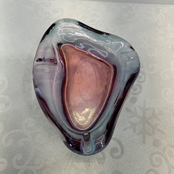 Murano Style Art Glass Freeform Ashtray - Picture 3 of 6